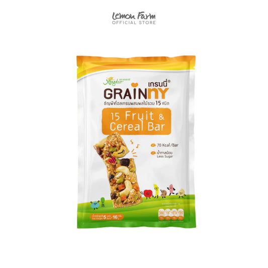 ธัญพืชโฮลเกรนผสมผลไม้รวม 15 ชนิด สูตรหวานน้อย 16 g x 5 แท่ง