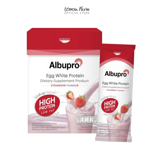 โปรตีนเสริมไข่ขาวผงกลิ่นสตรอเบอรี่ 25 g x 12 ซอง
