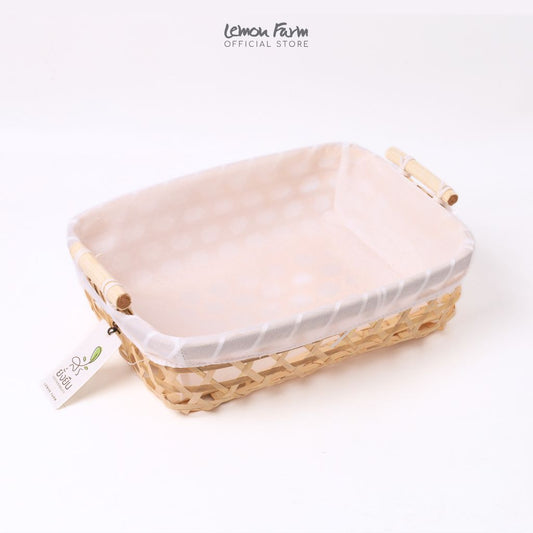 ตะกร้ามีหูจับบุผ้า Eco-living 25x19x7 cm