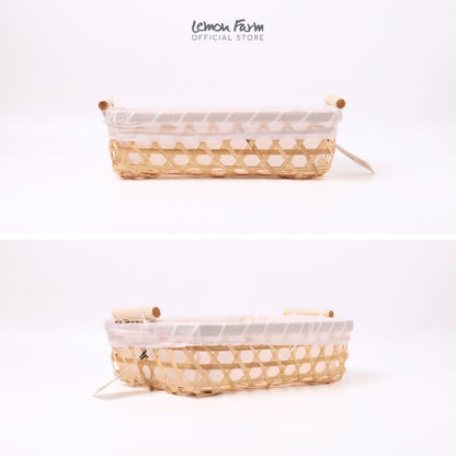 ตะกร้ามีหูจับบุผ้า Eco-living 25x19x7 cm
