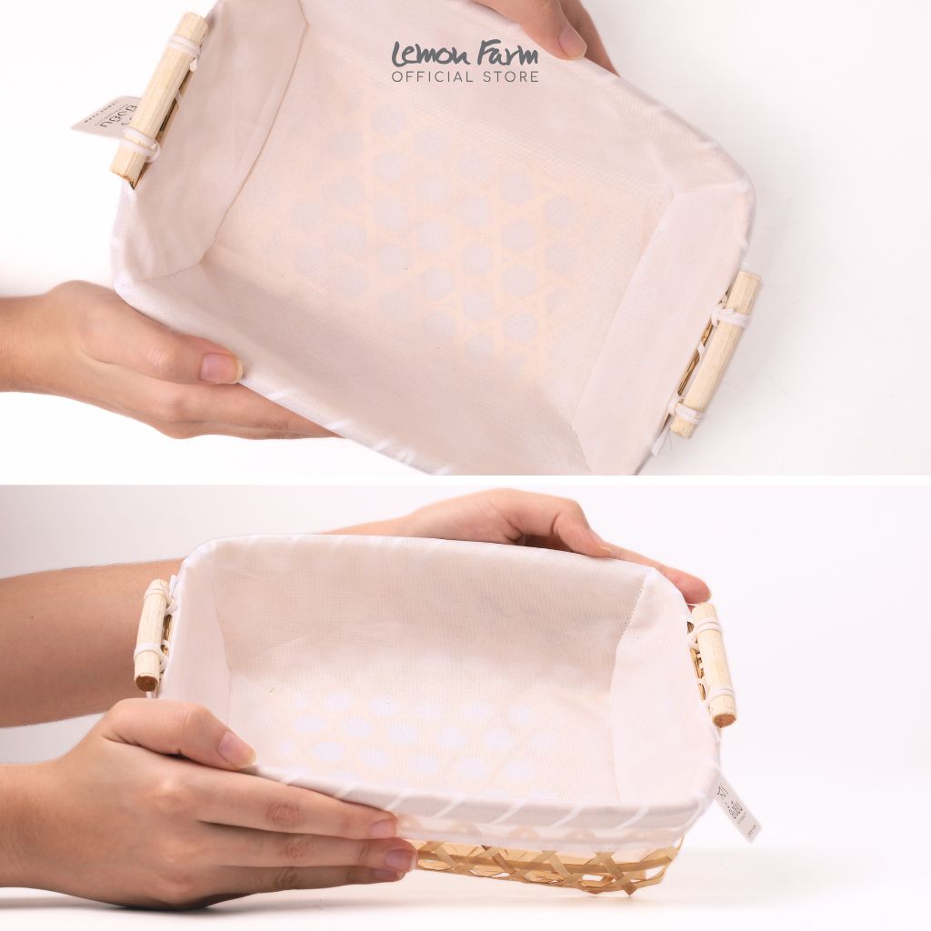 ตะกร้ามีหูจับบุผ้า Eco-living 25x19x7 cm