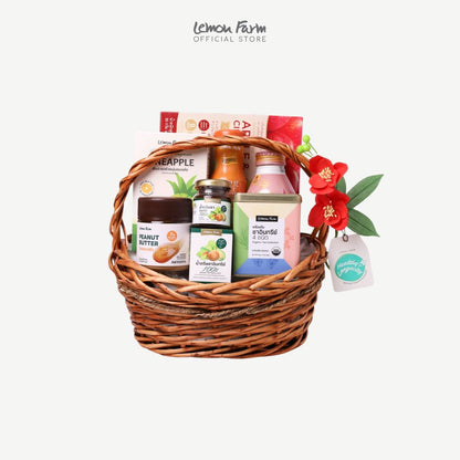 กระเช้าสุขภาพ ตะกร้าไม้สาน (S) กระเช้าตรุษจีน