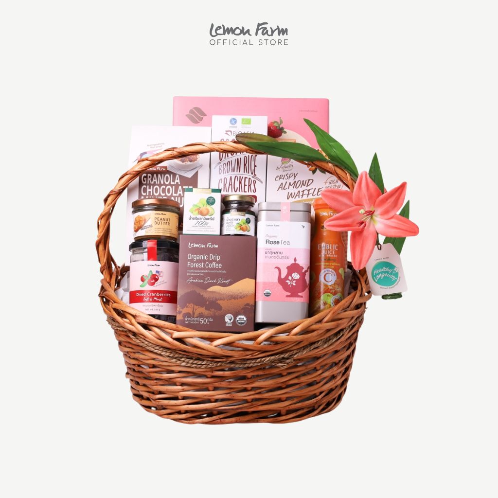 กระเช้าสุขภาพ ตะกร้าไม้สาน (L) กระเช้าตรุษจีน