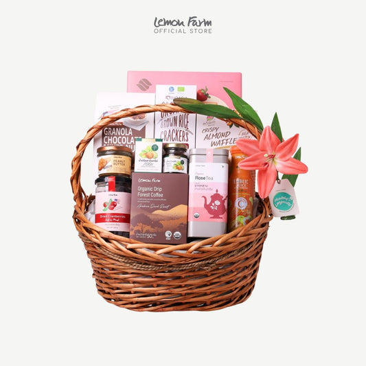 กระเช้าสุขภาพ ตะกร้าไม้สาน (L) กระเช้าตรุษจีน