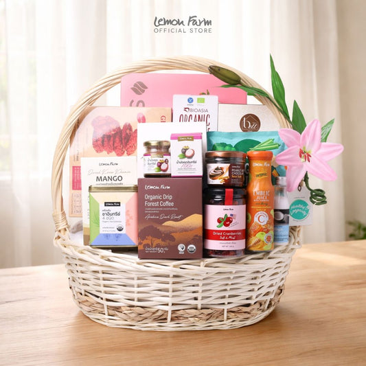 กระเช้าสุขภาพ L ตะกร้าสีเปลือกไม้ 16นิ้ว