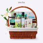 Wellness Gift Basket with a Light Brown Fabric-Lined Square Basket