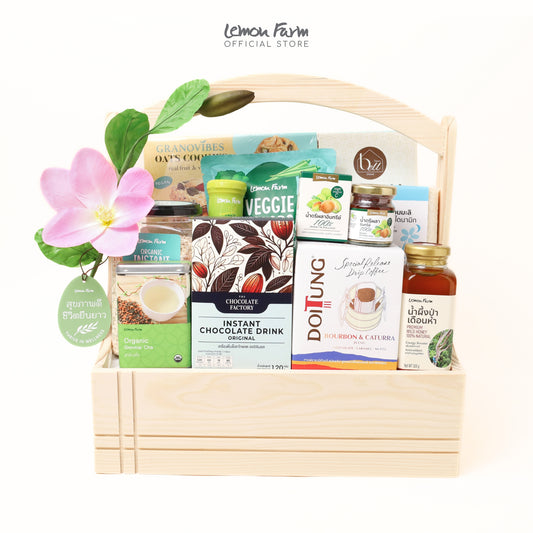 กระเช้าไม้สนสุขภาพ Thrive in Wellness (L)