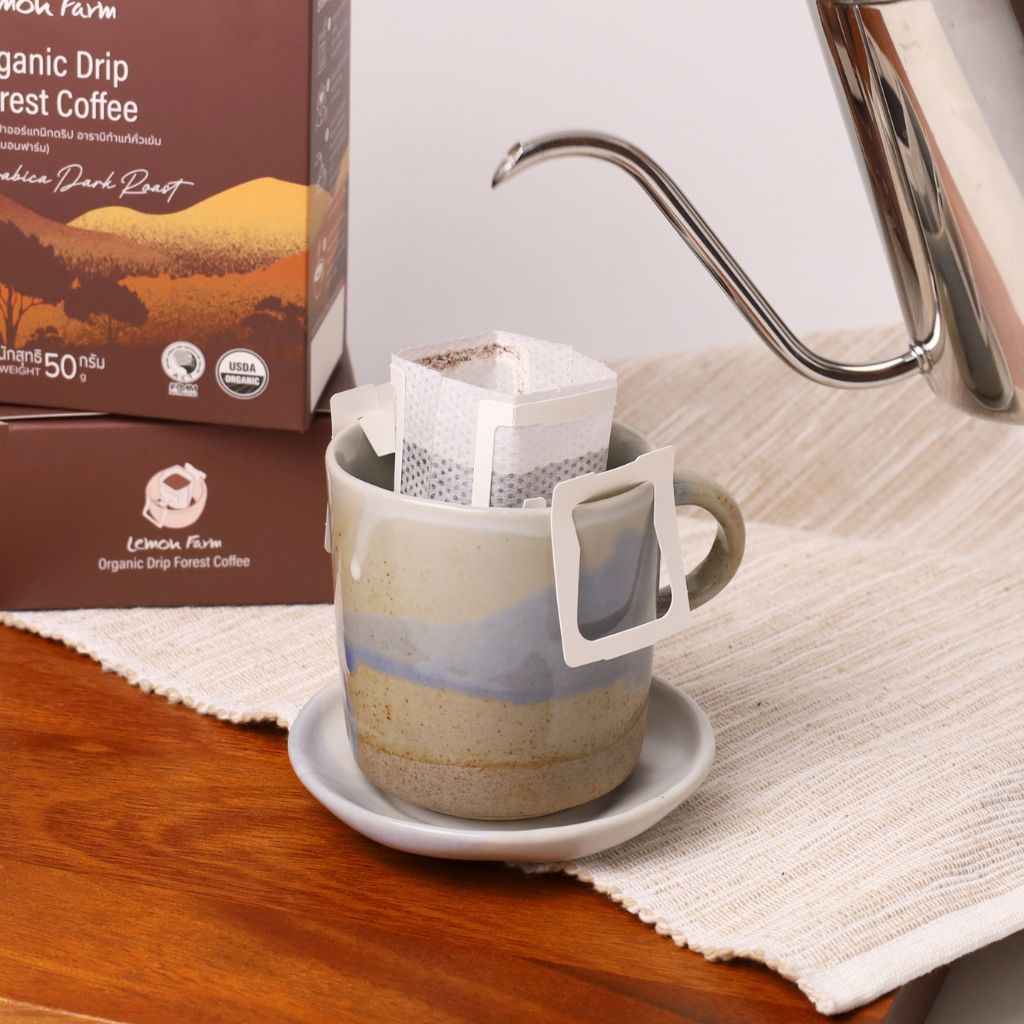 กาแฟป่าออแกนิคดริป อาราบิก้า คั่วเข้ม 10g x 5ซอง